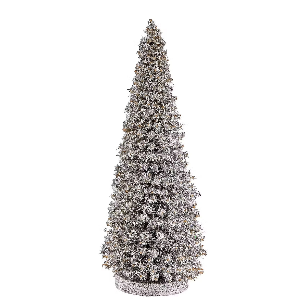 X-MAS Glitter Tanne - Bambus - Silber - Silber - Höhe: 28 cm