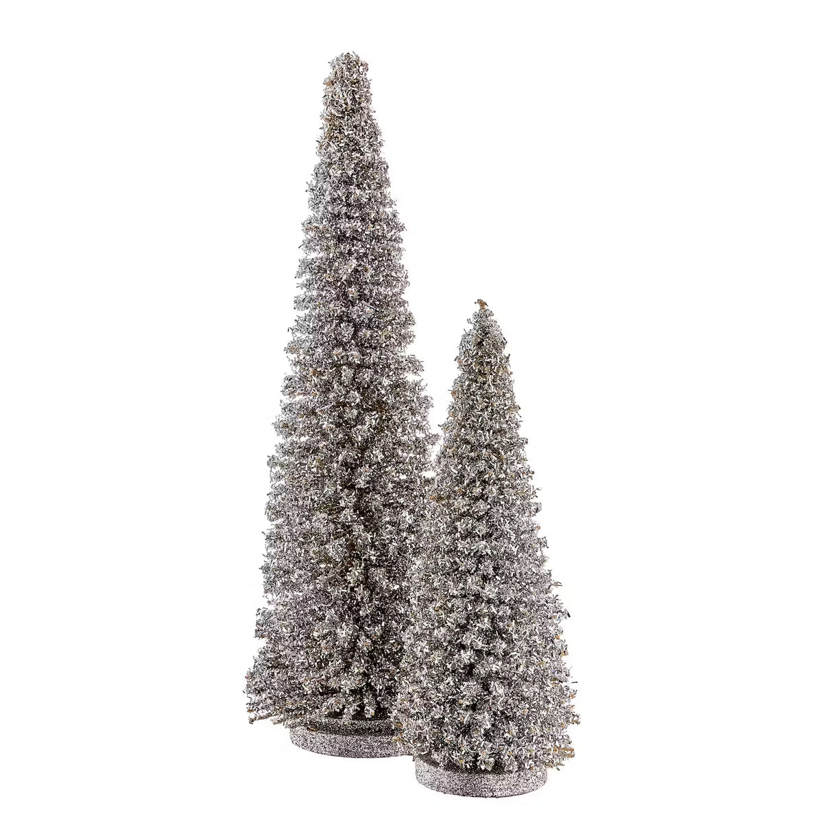 X-MAS Glitter Tanne - Bambus - Silber - Silber - Höhe: 28 cm