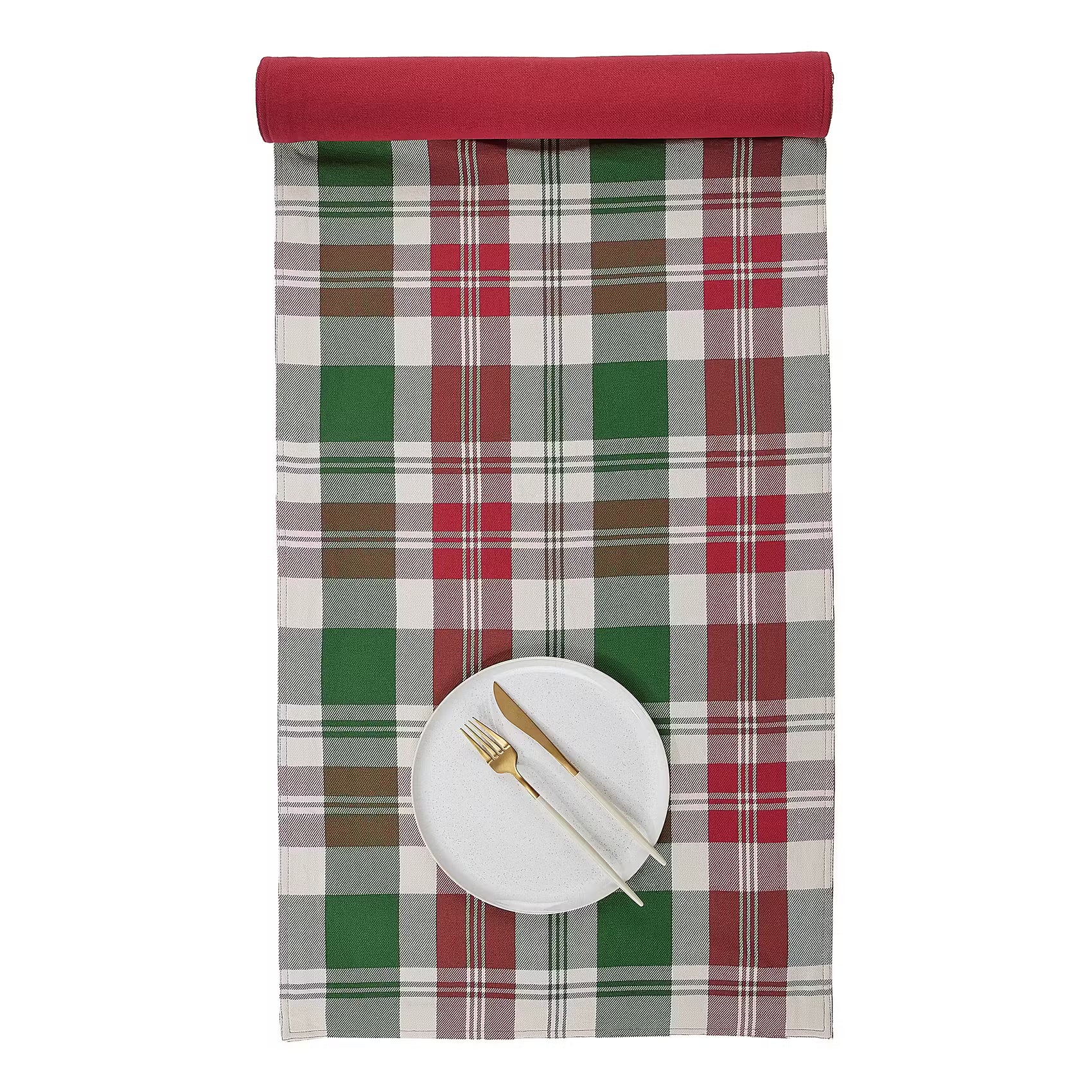HIGHLANDS Tischläufer - Baumwolle/Polyester - Rot/Grün