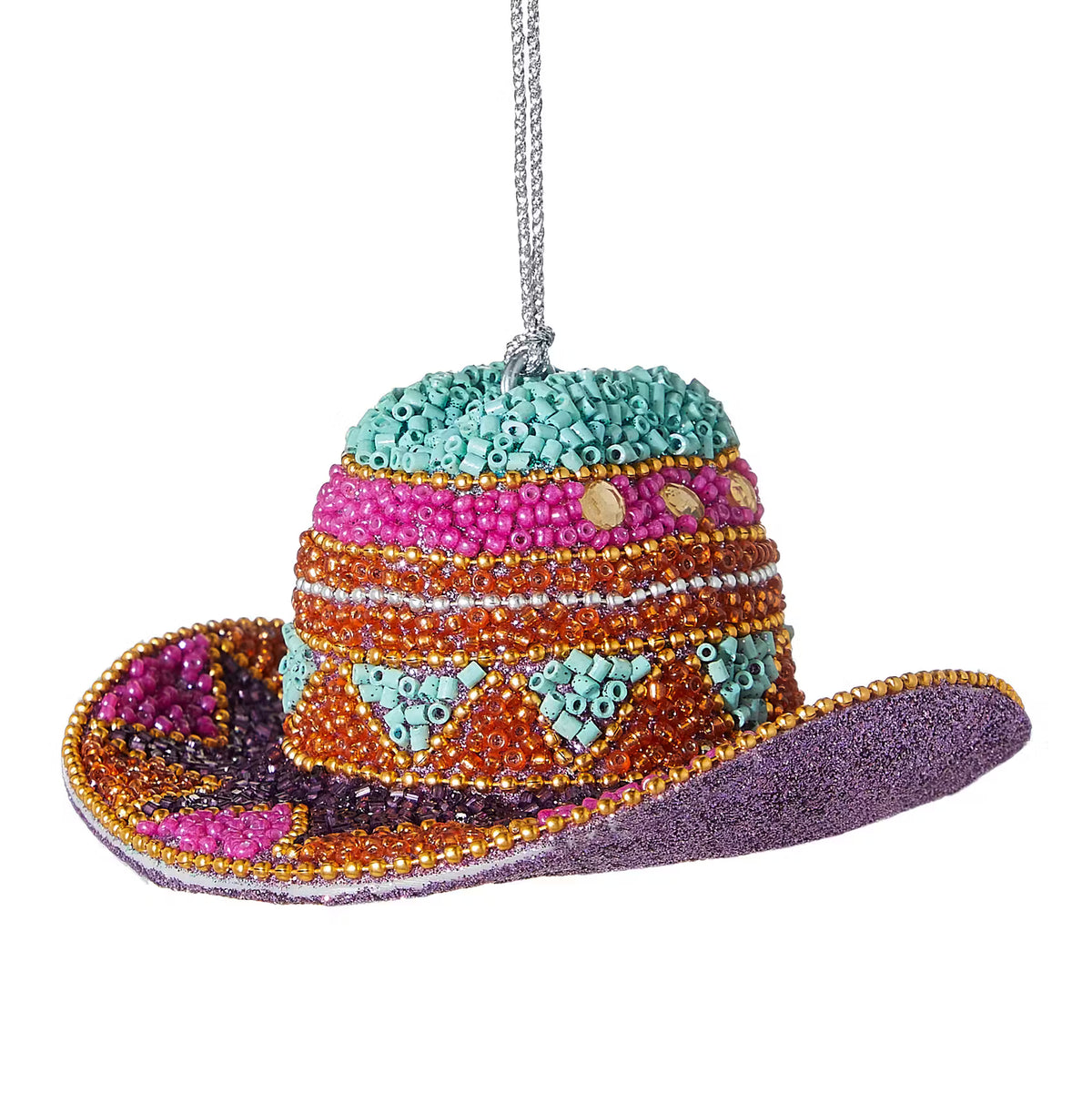 HANG ON Baumanhänger Perlen Cowboy Hut - Kunststoff/Glasperlen/Eisen - Pink