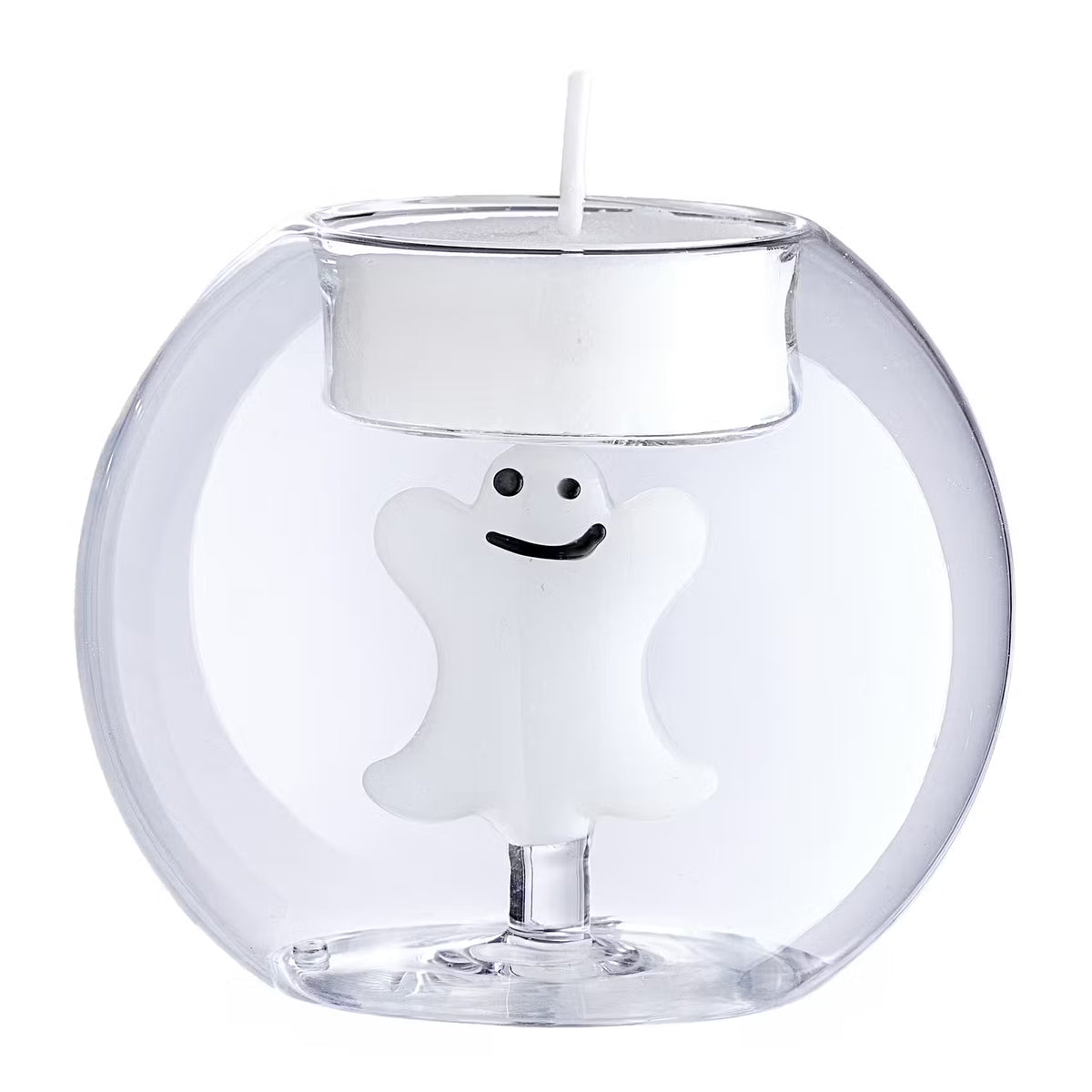 HALLOWEEN Teelichthalter Gespenst - Borosilikatglas - Transparent