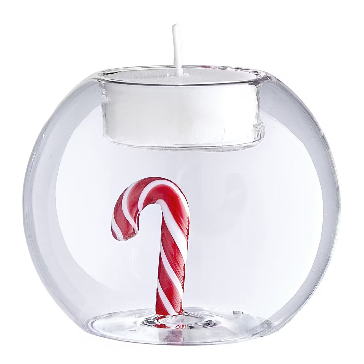 MERRY & BRIGHT Teelichthalter Candy Cane - Borosilikatglas - Transparent