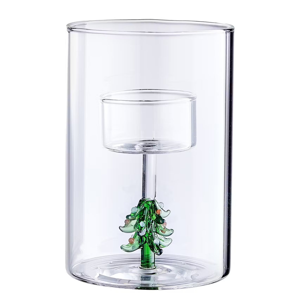 MERRY & BRIGHT Teelichthalter Tanne - Borosilikatglas - Transparent