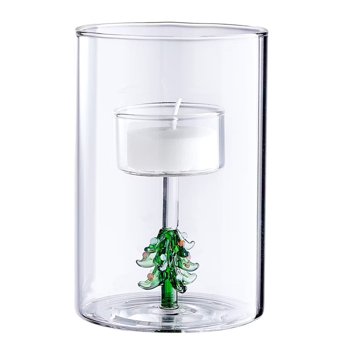 MERRY & BRIGHT Teelichthalter Tanne - Borosilikatglas - Transparent