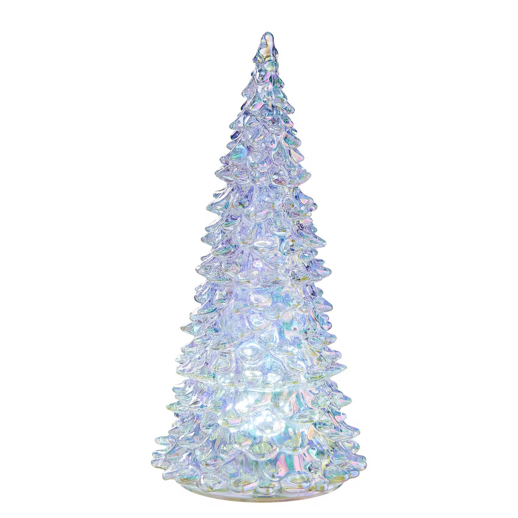 CRYSTAL LED Deko-Tanne - Glas - Silber - Höhe: 22 cm
