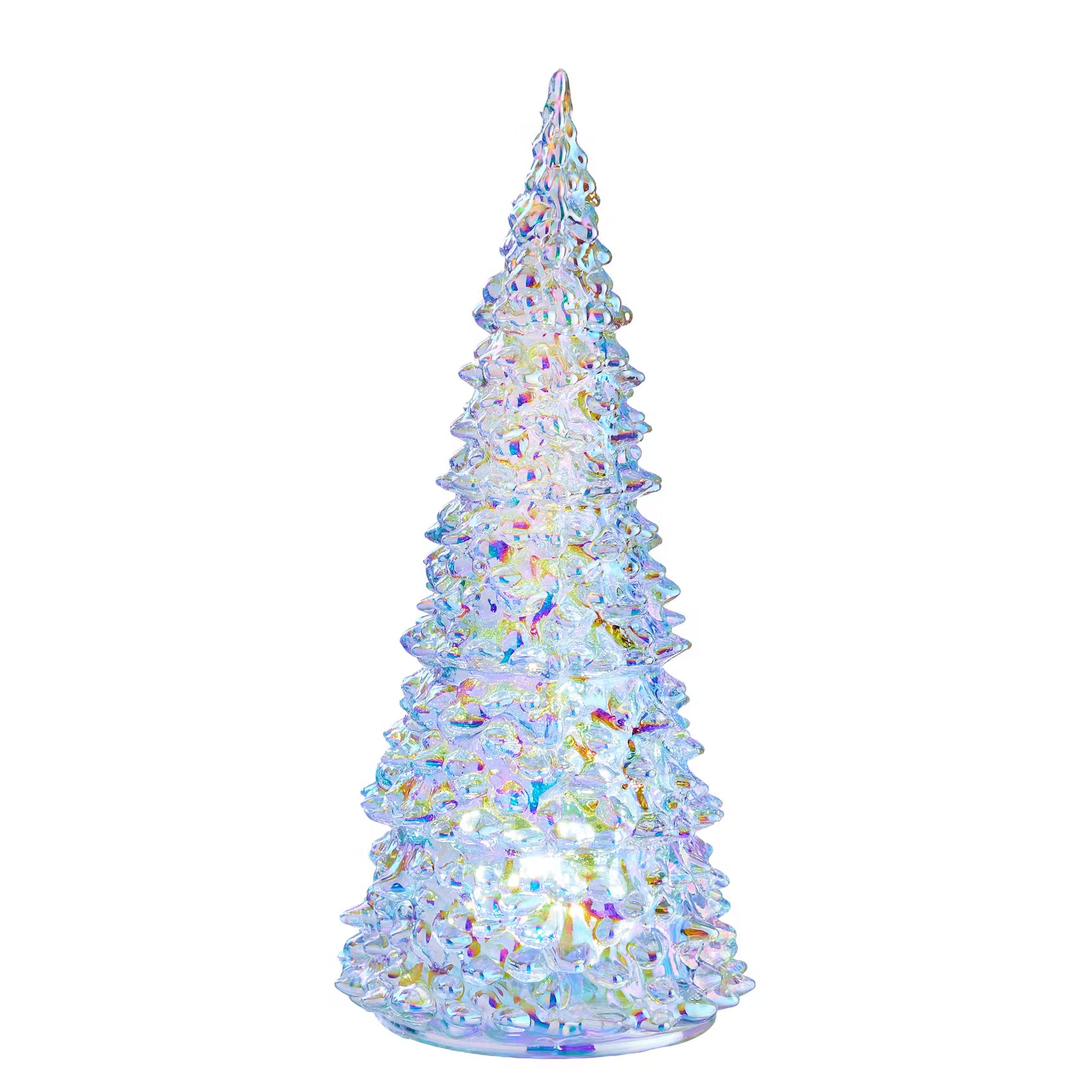 CRYSTAL LED Deko-Tanne - Glas - Silber - Höhe: 27 cm