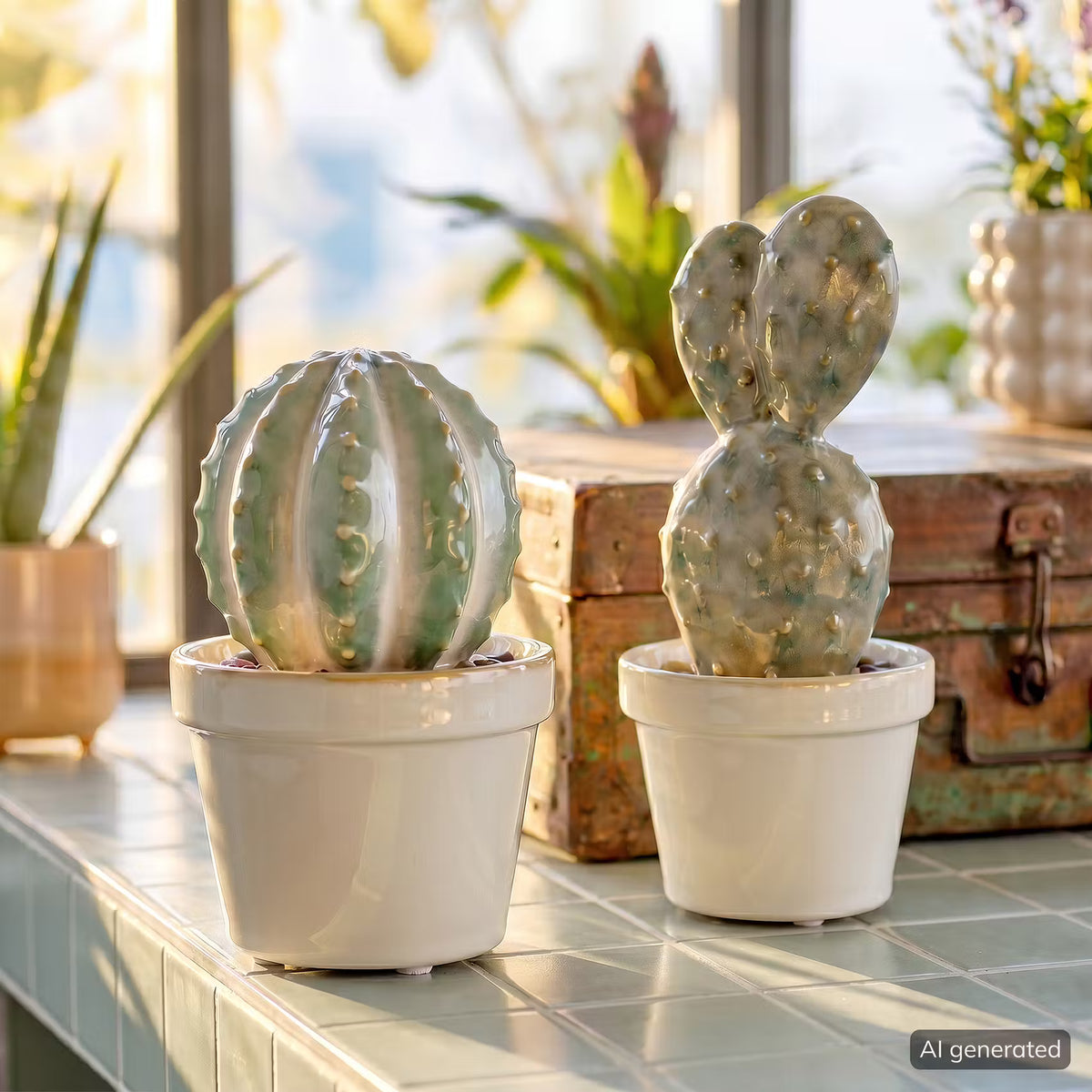 CACTUS Deko-Kaktus - Steinzeug - Grün