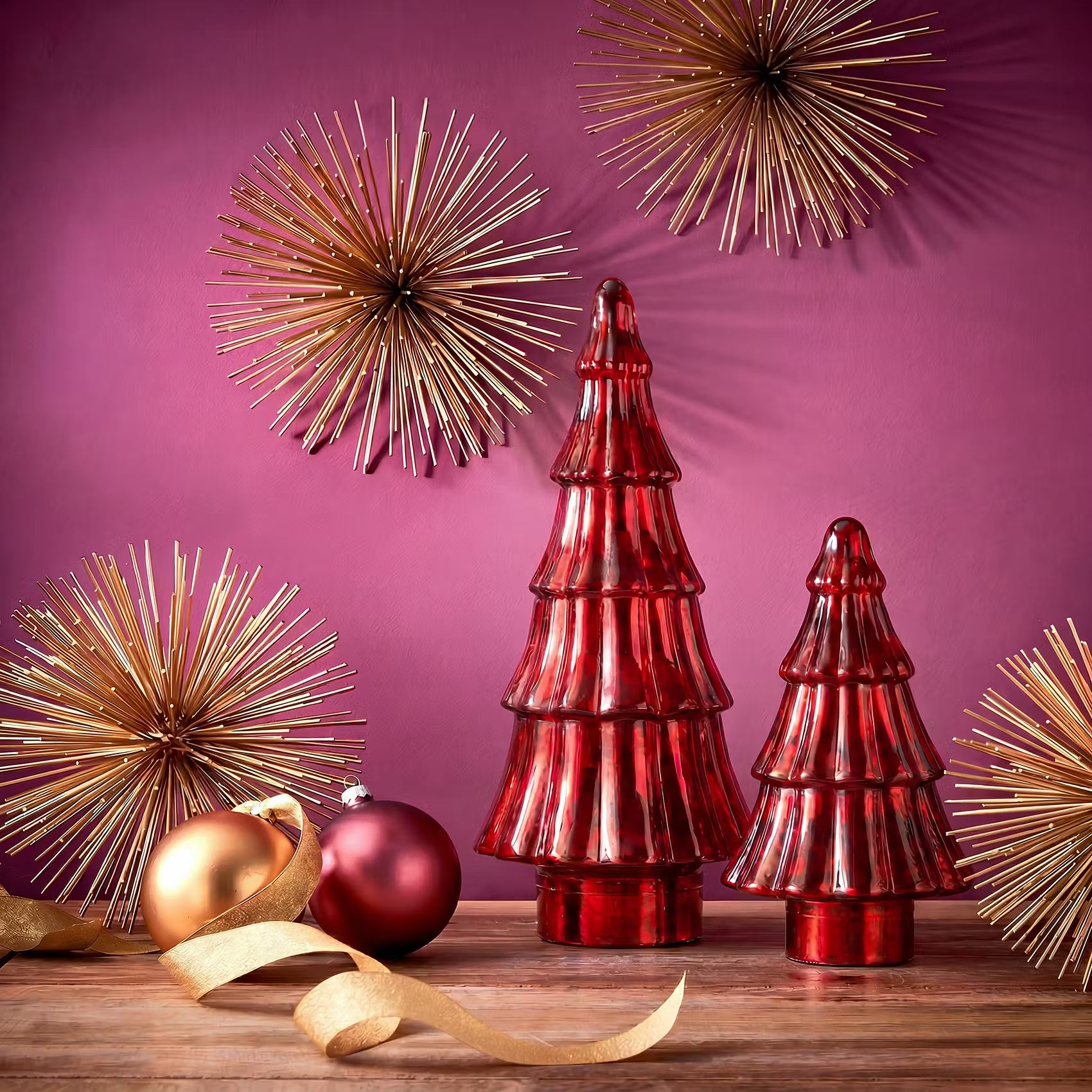 X-MAS Deko-Tanne - Farbglas - Rot - Höhe: 16 cm