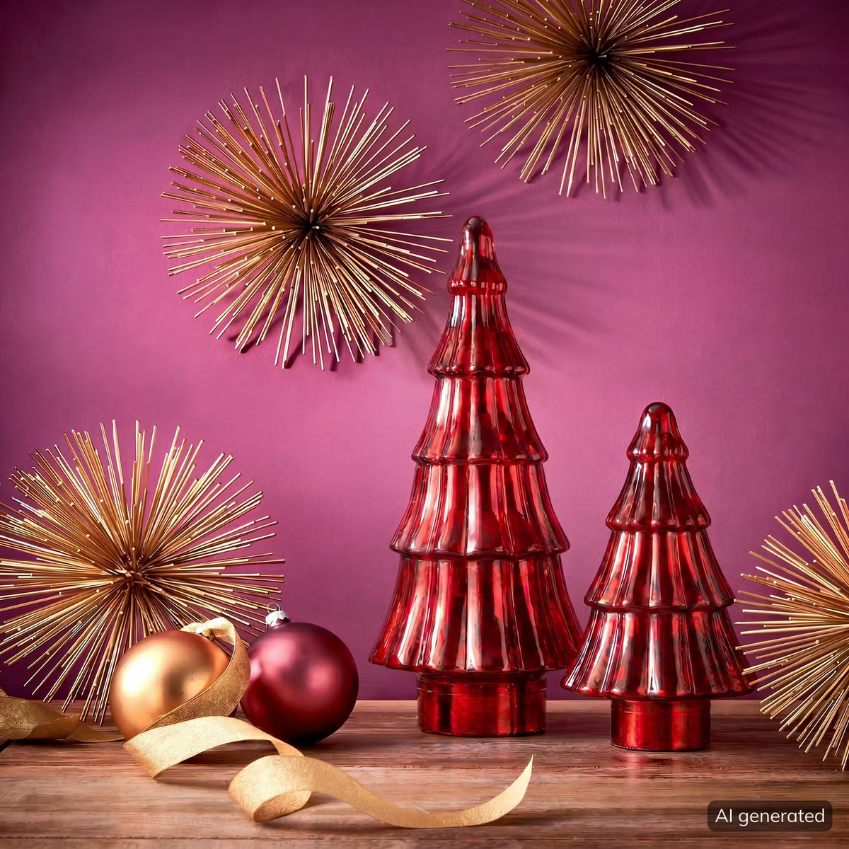 X-MAS Deko-Tanne - Farbglas - Rot - Höhe: 34 cm