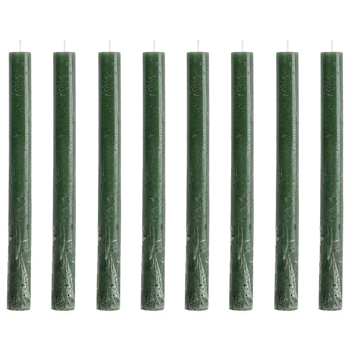 RUSTIC Stabkerzen 8er-Set - Paraffin - Dunkelgrün