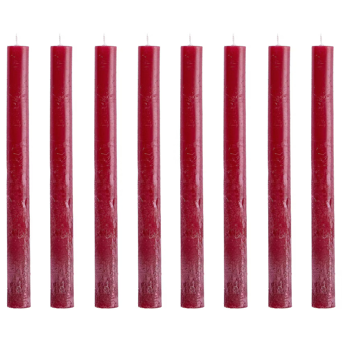 RUSTIC Stabkerzen 8er-Set - Paraffin - Bordeaux