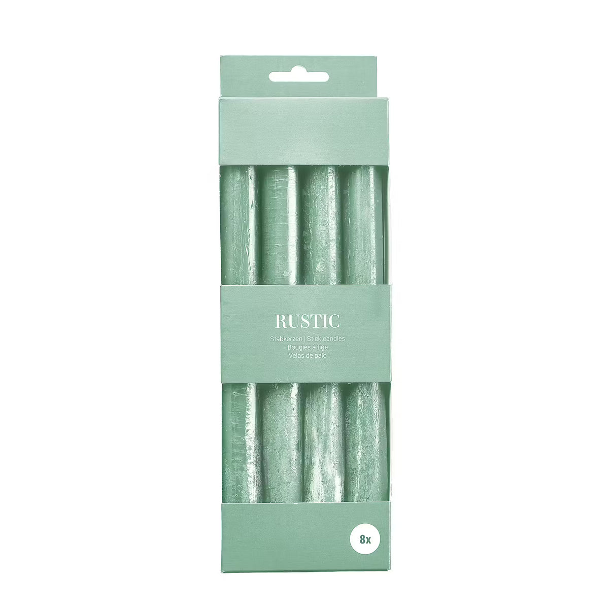 RUSTIC Stabkerzen 8er-Set - Paraffin - Mint