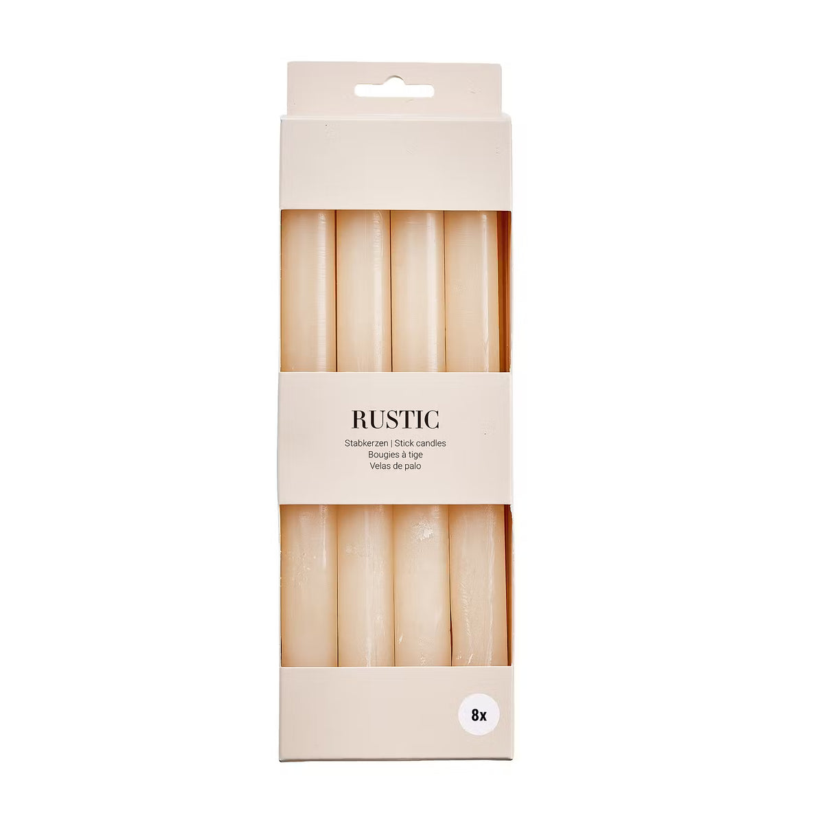RUSTIC Stabkerzen 8er-Set - Paraffin - Sand