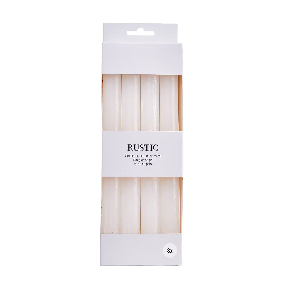 RUSTIC Stabkerzen 8er-Set - Paraffin - Ivory