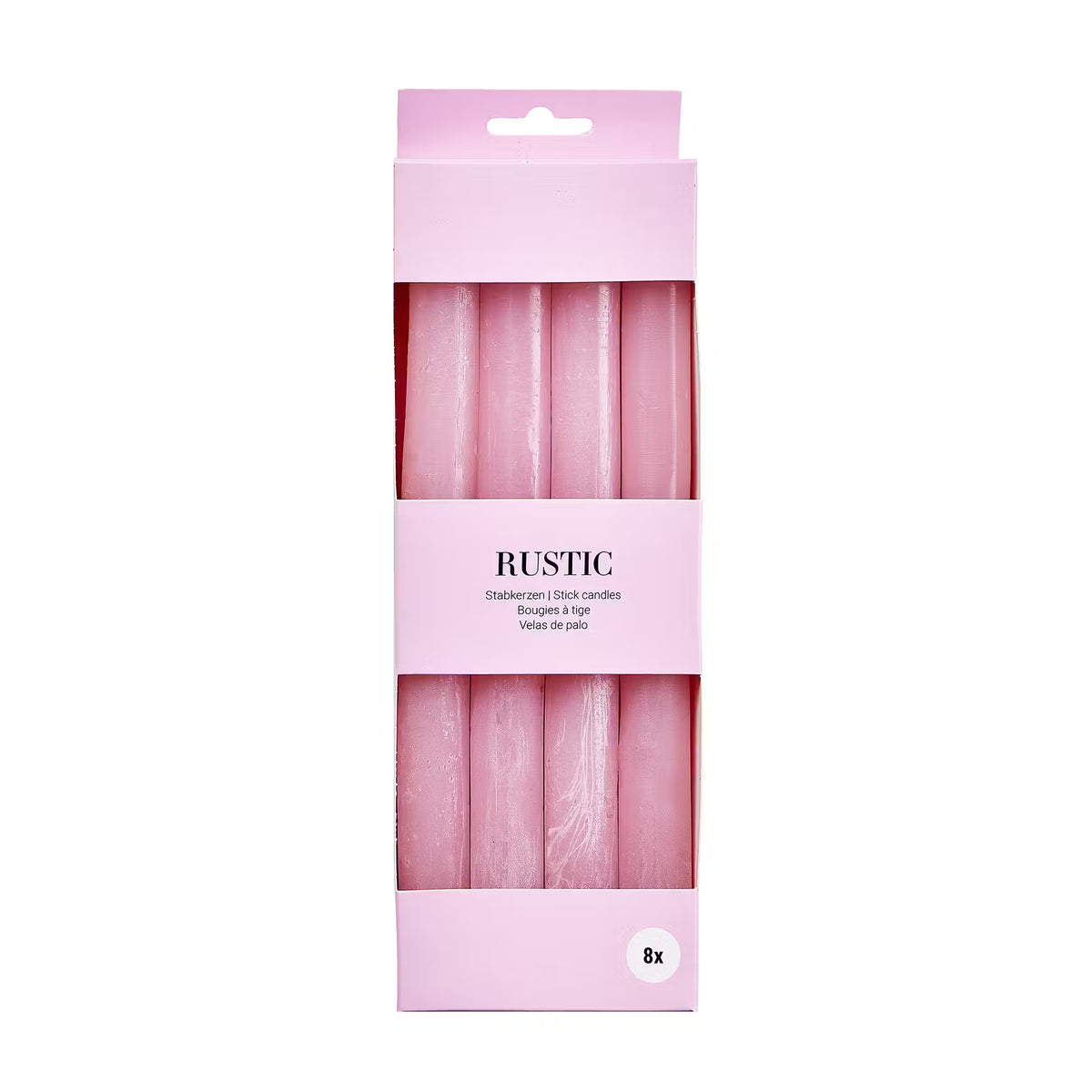 RUSTIC Stabkerzen 8er-Set - Paraffin - Altrosa