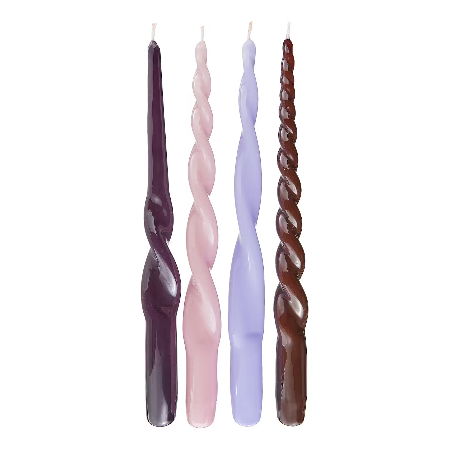 TWISTED Kerze 4er-Set - Paraffin - Lila/Braun/Beige/Flieder