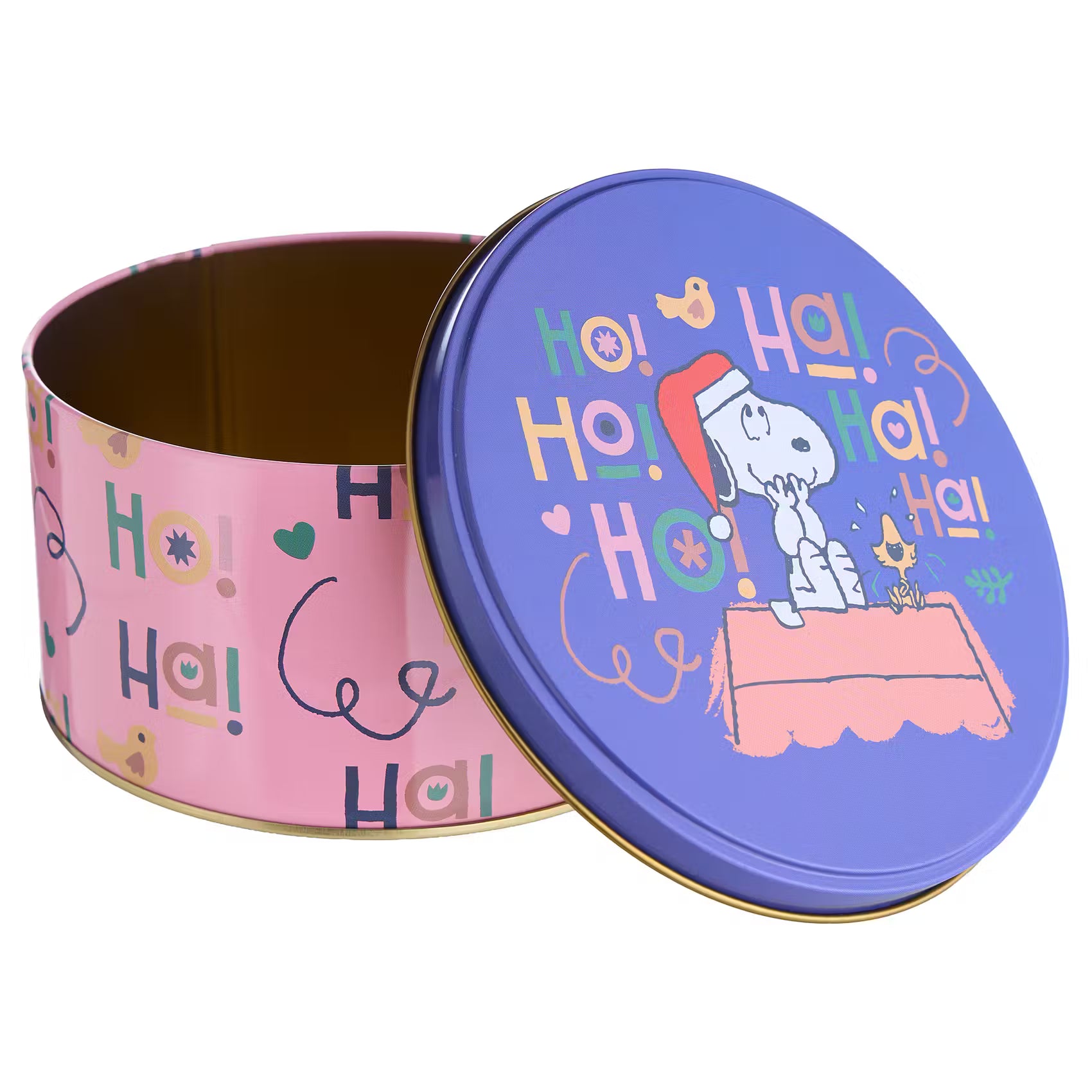 PEANUTS Keksdose HoHoHo - Stahlblech - Blau/Pink/Rot - 13 x 13 cm