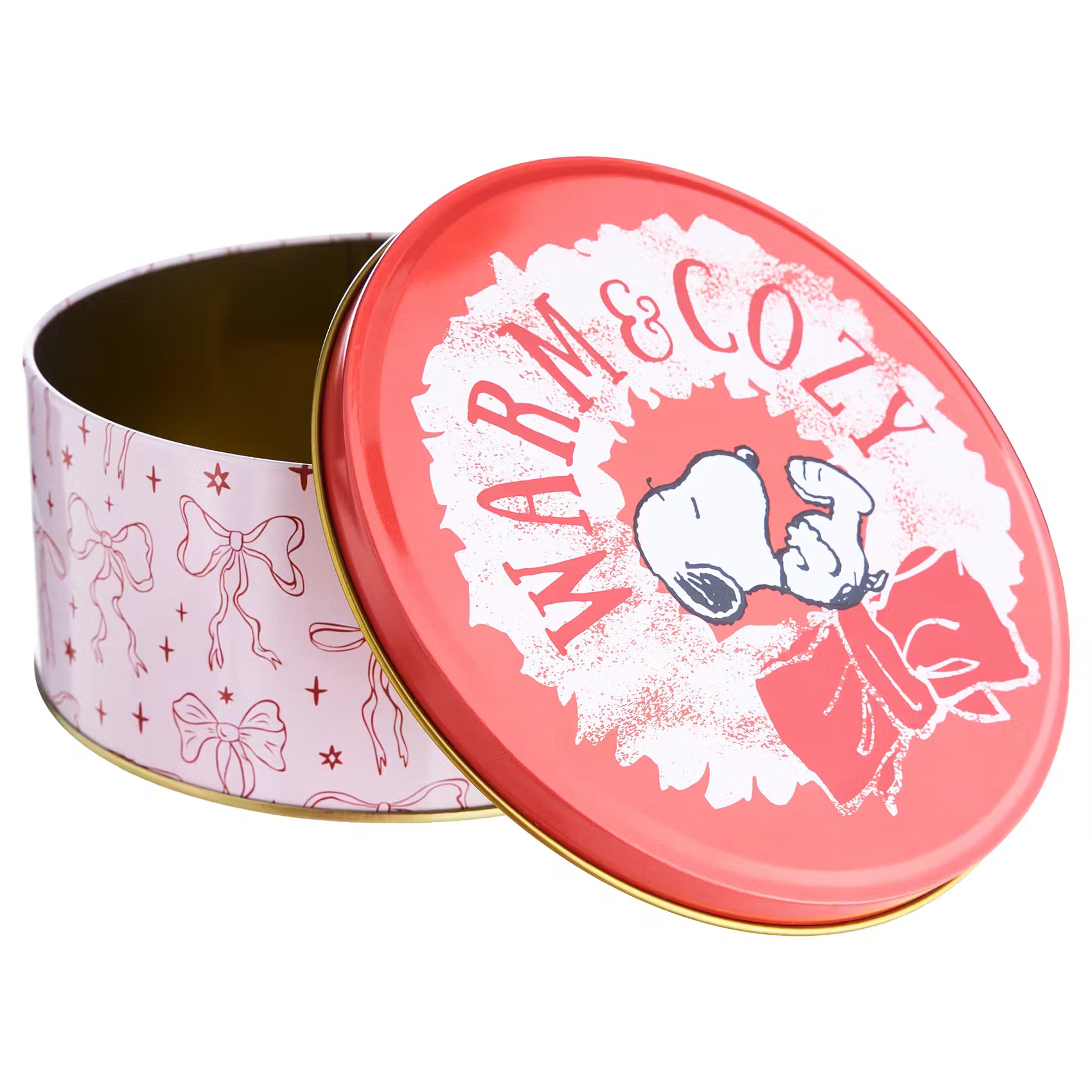 PEANUTS Keksdose Warm & Cozy - Stahlblech - Rot/Pink - 16 x 16 cm
