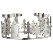 ADVENT Kranz für 4 Stumpenkerzen Häuser - Aluminium - Silber