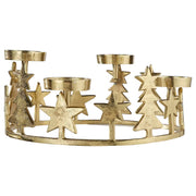 ADVENT Kranz für 4 Stumpenkerzen Sterne - Aluminium - Gold
