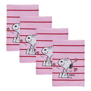 PEANUTS Geschirrtuch 4er-Set Streifen - Baumwolle - Pink/Rot
