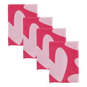 PEANUTS Geschirrtuch 4er-Set Herzen - Baumwolle - Rot/Pink