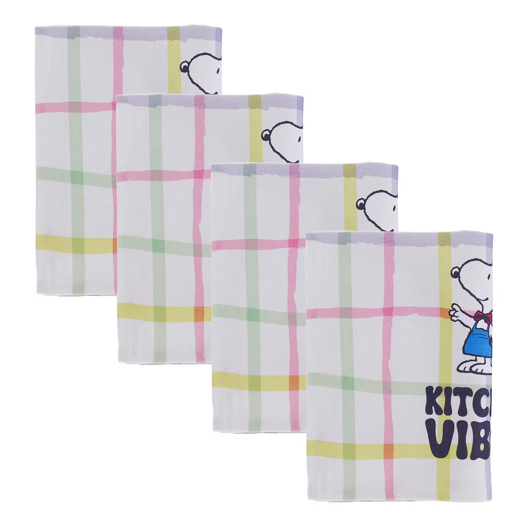 PEANUTS Geschirrtuch 4er-Set Kitchen Vibes - Baumwolle - Bunt