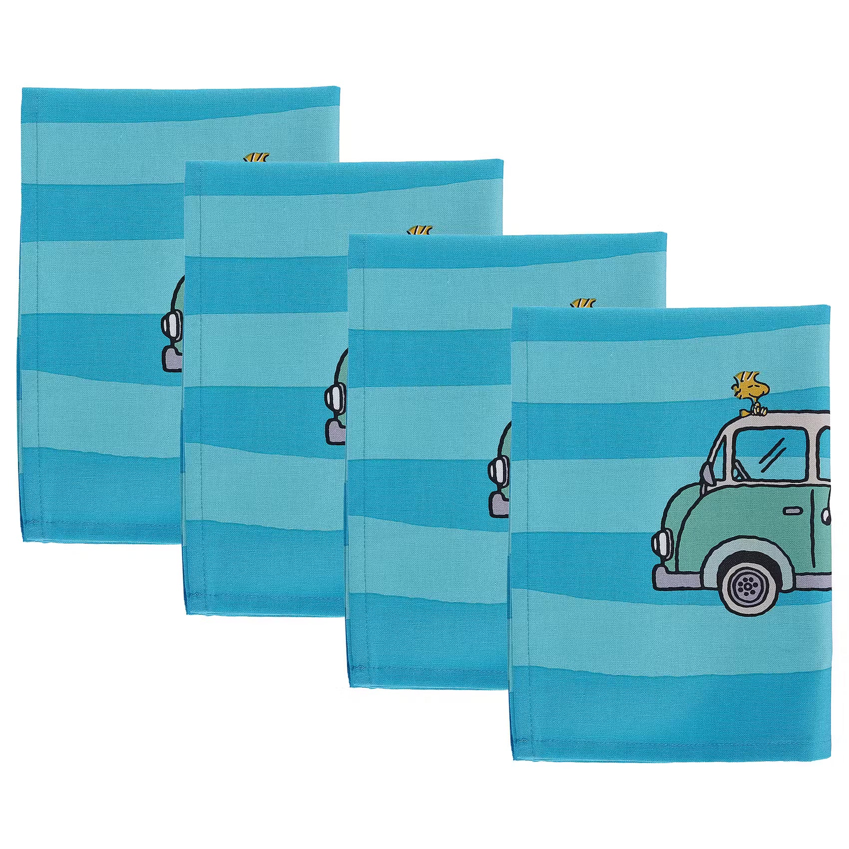 PEANUTS Geschirrtuch 4er-Set Camper - Baumwolle - Blau/Türkis