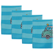 PEANUTS Geschirrtuch 4er-Set Camper - Baumwolle - Blau/Türkis