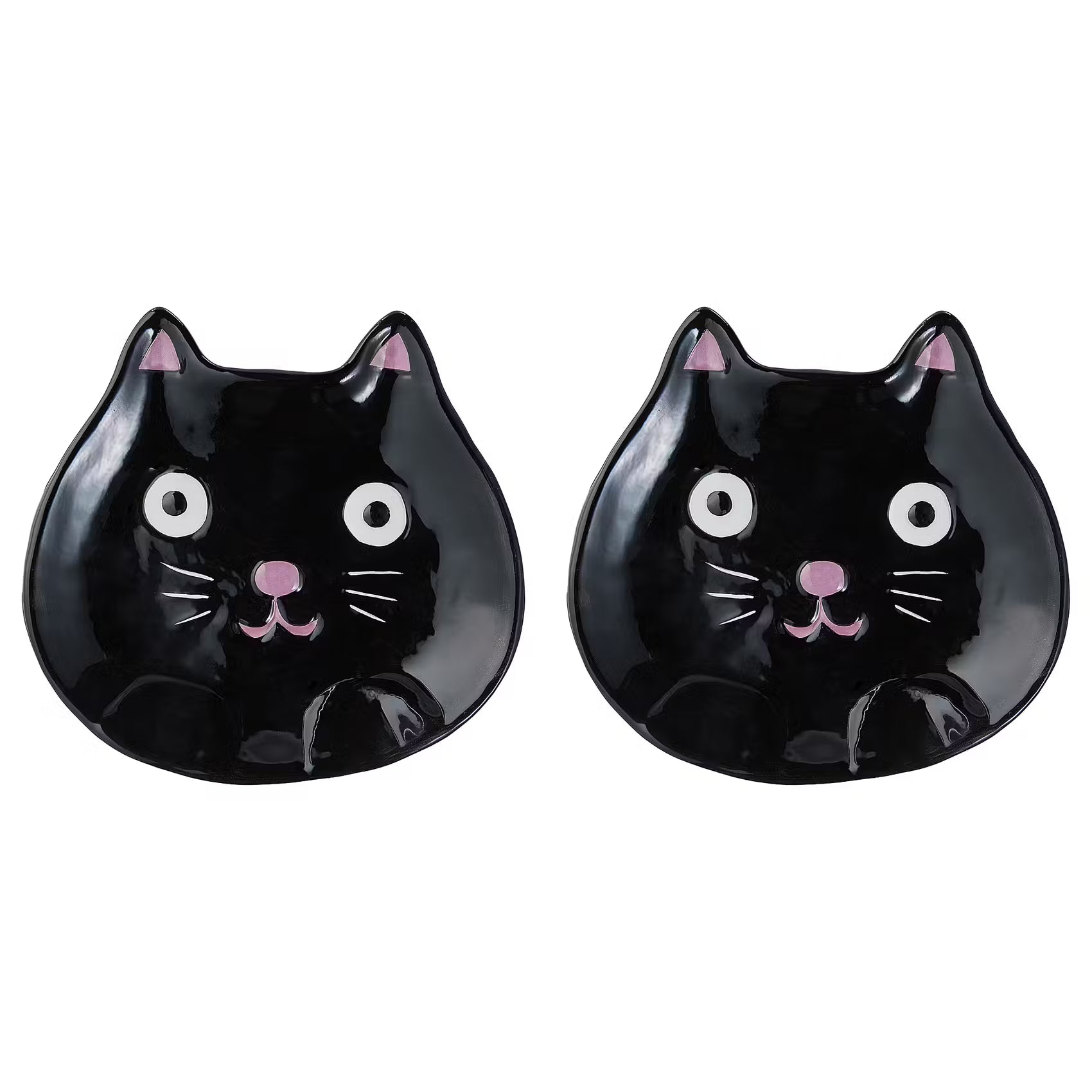 HALLOWEEN Deko-Teller Katze 2er-Set - Dolomit - Schwarz