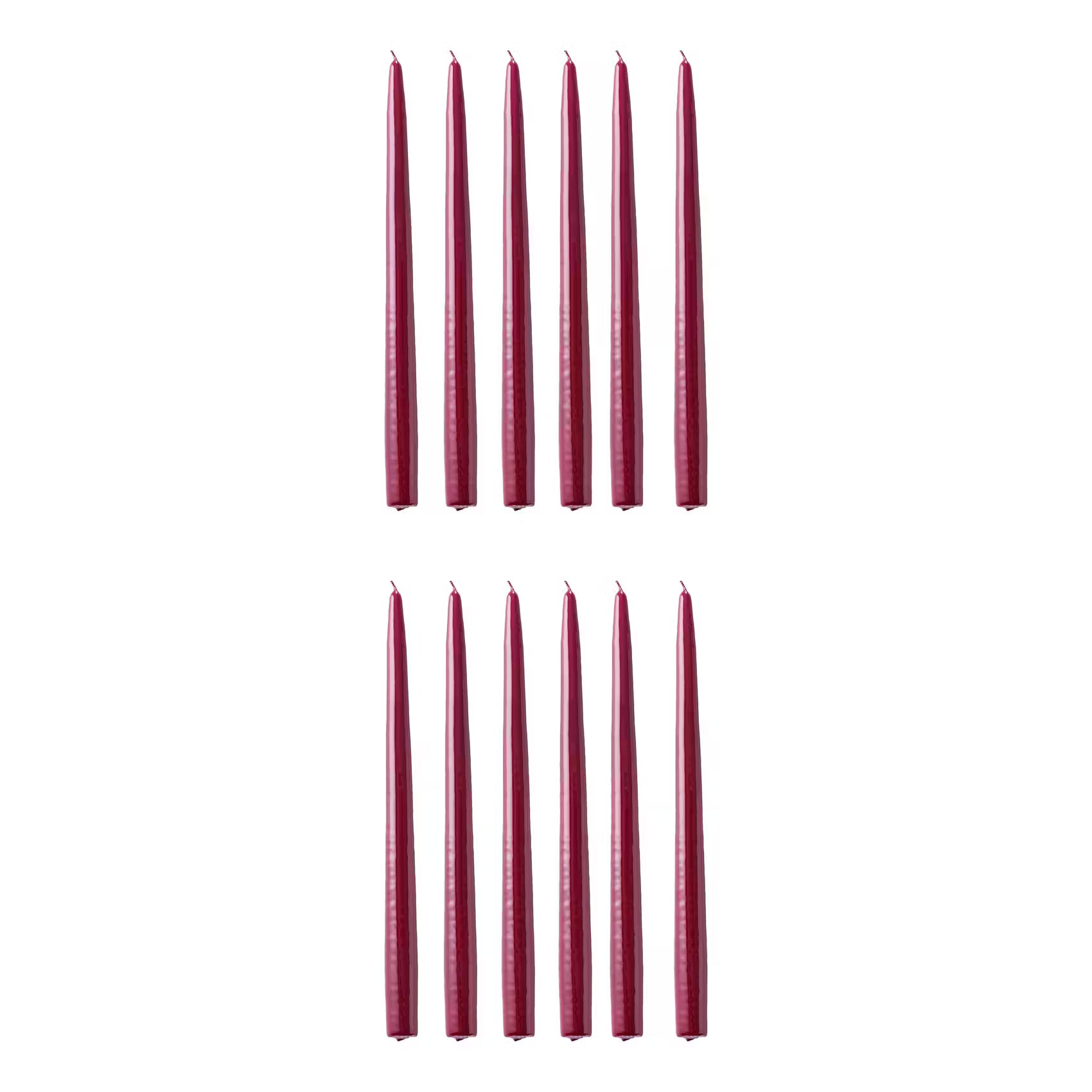 TWIN FLAME konische Zwillingskerze 12er-Set - Paraffin - Rot