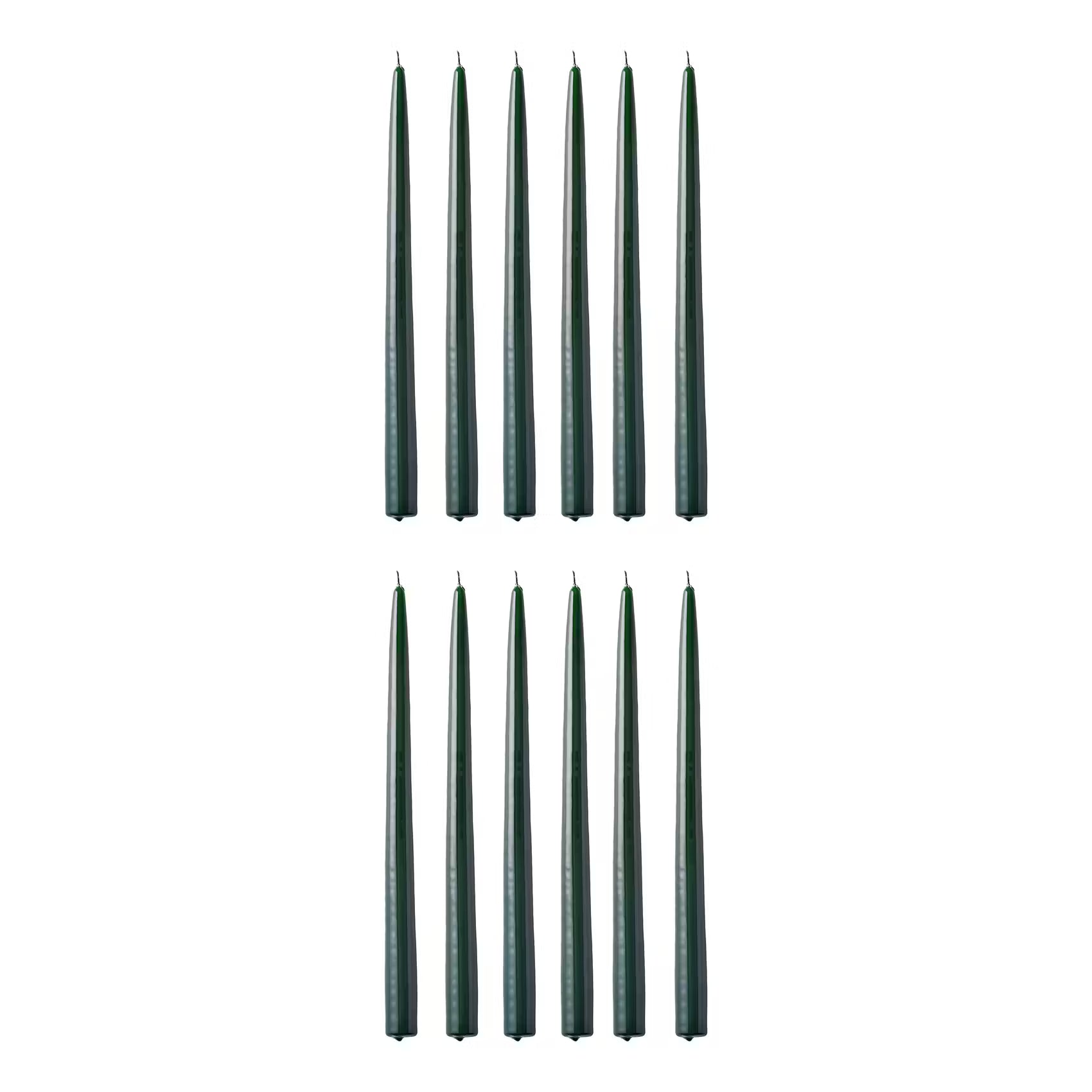 TWIN FLAME konische Zwillingskerze 12er-Set - Paraffin - Grün
