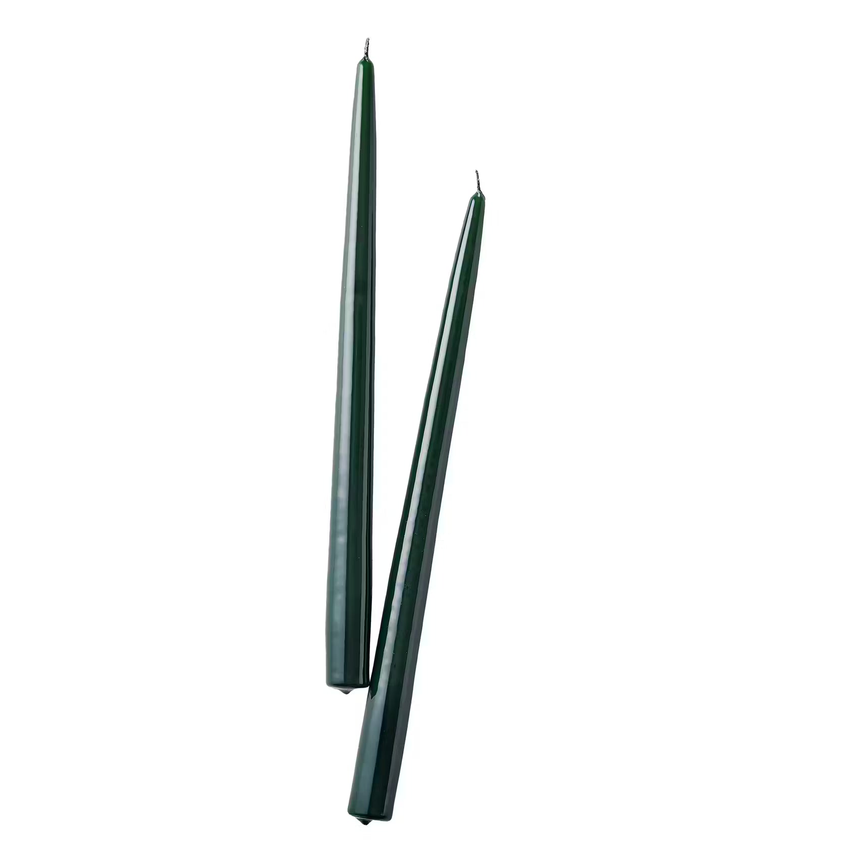 TWIN FLAME konische Zwillingskerze 12er-Set - Paraffin - Grün
