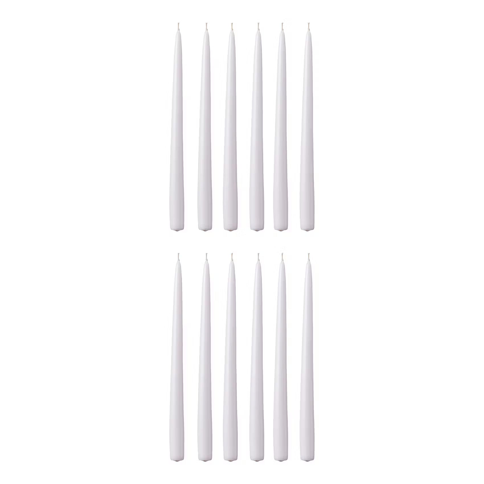 TWIN FLAME konische Zwillingskerze 12er-Set - Paraffin - Weiß