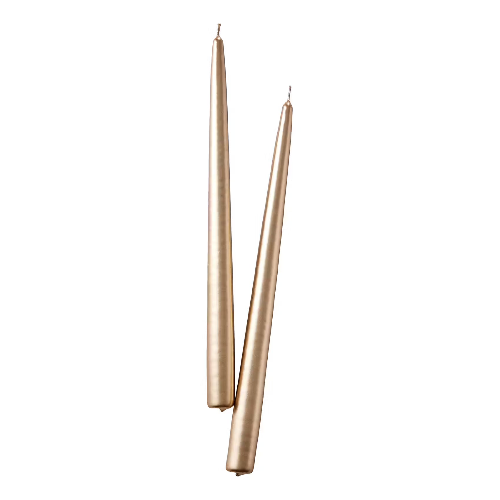 TWIN FLAME konische Zwillingskerze 12er-Set - Paraffin - Gold