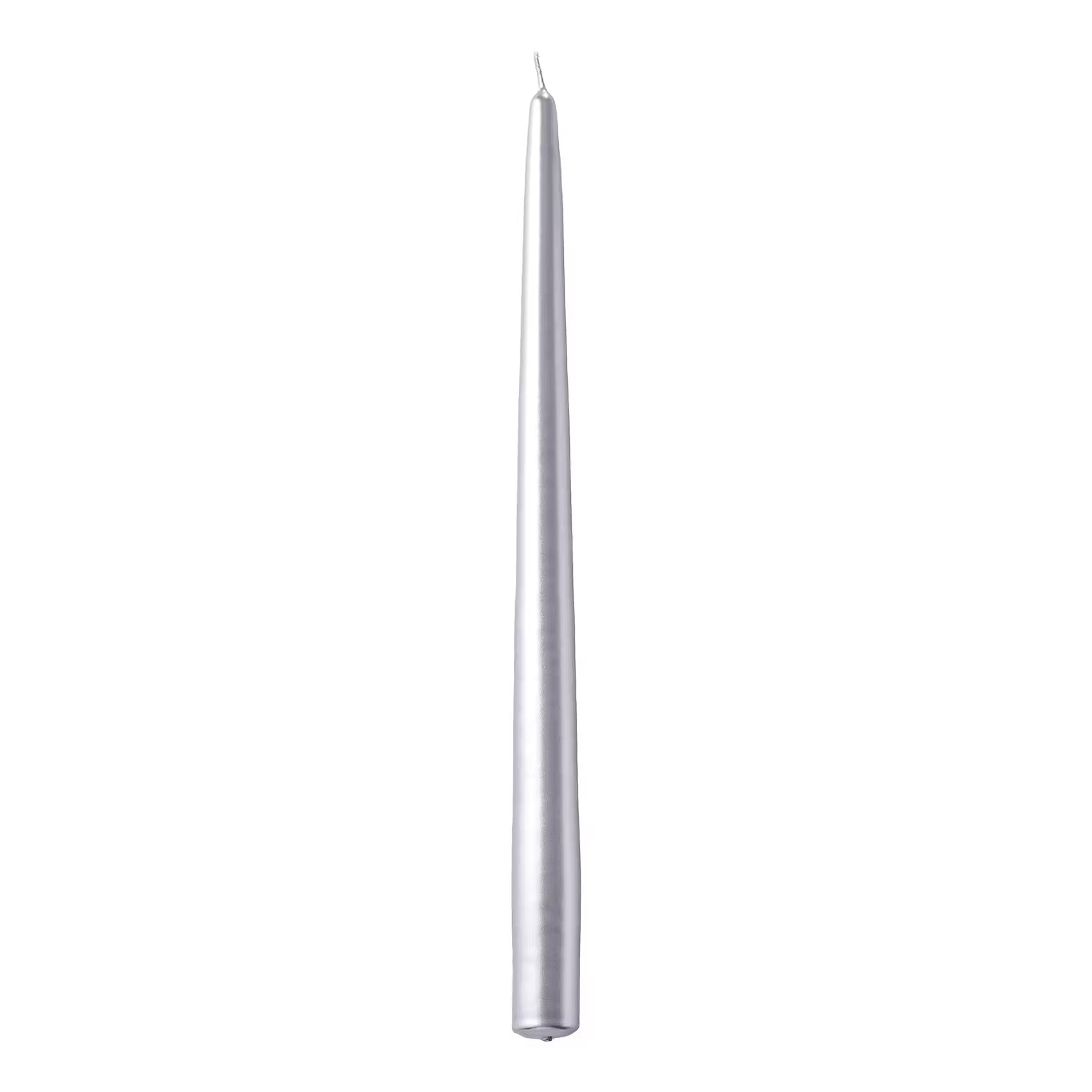 TWIN FLAME konische Zwillingskerze 12er-Set - Paraffin - Silber