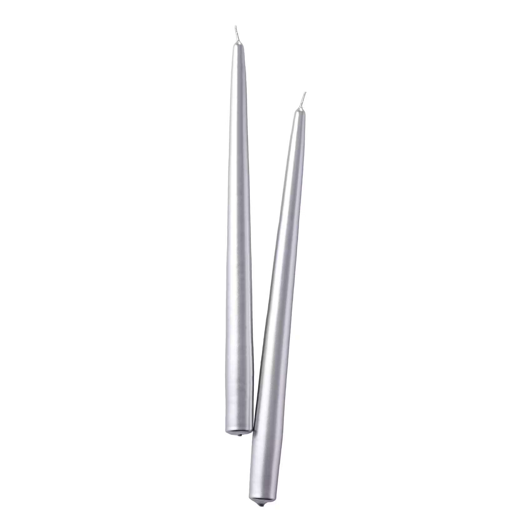 TWIN FLAME konische Zwillingskerze 12er-Set - Paraffin - Silber