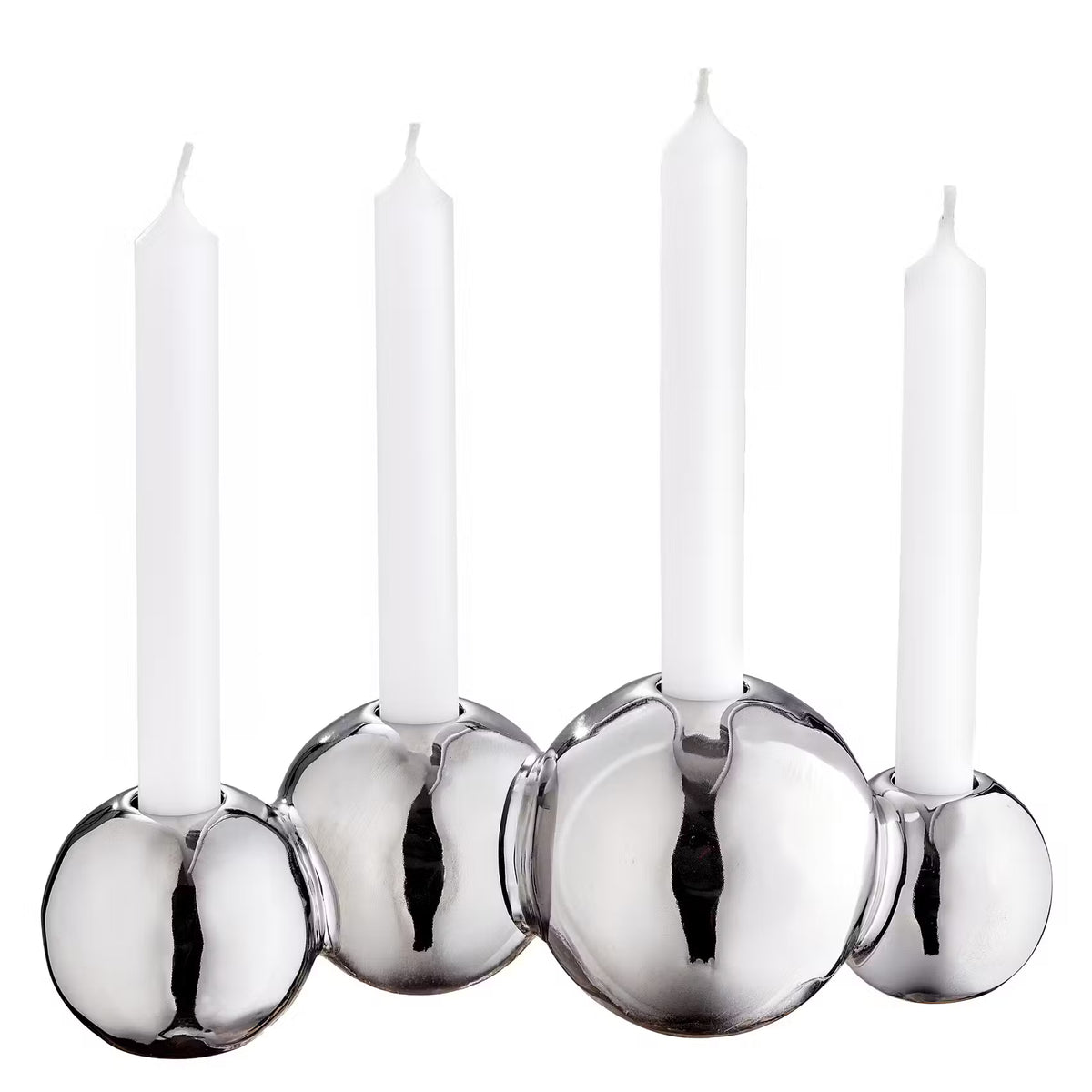 REFLECT Kerzenhalter für 4 Stabkerzen - Steinzeug - Silber