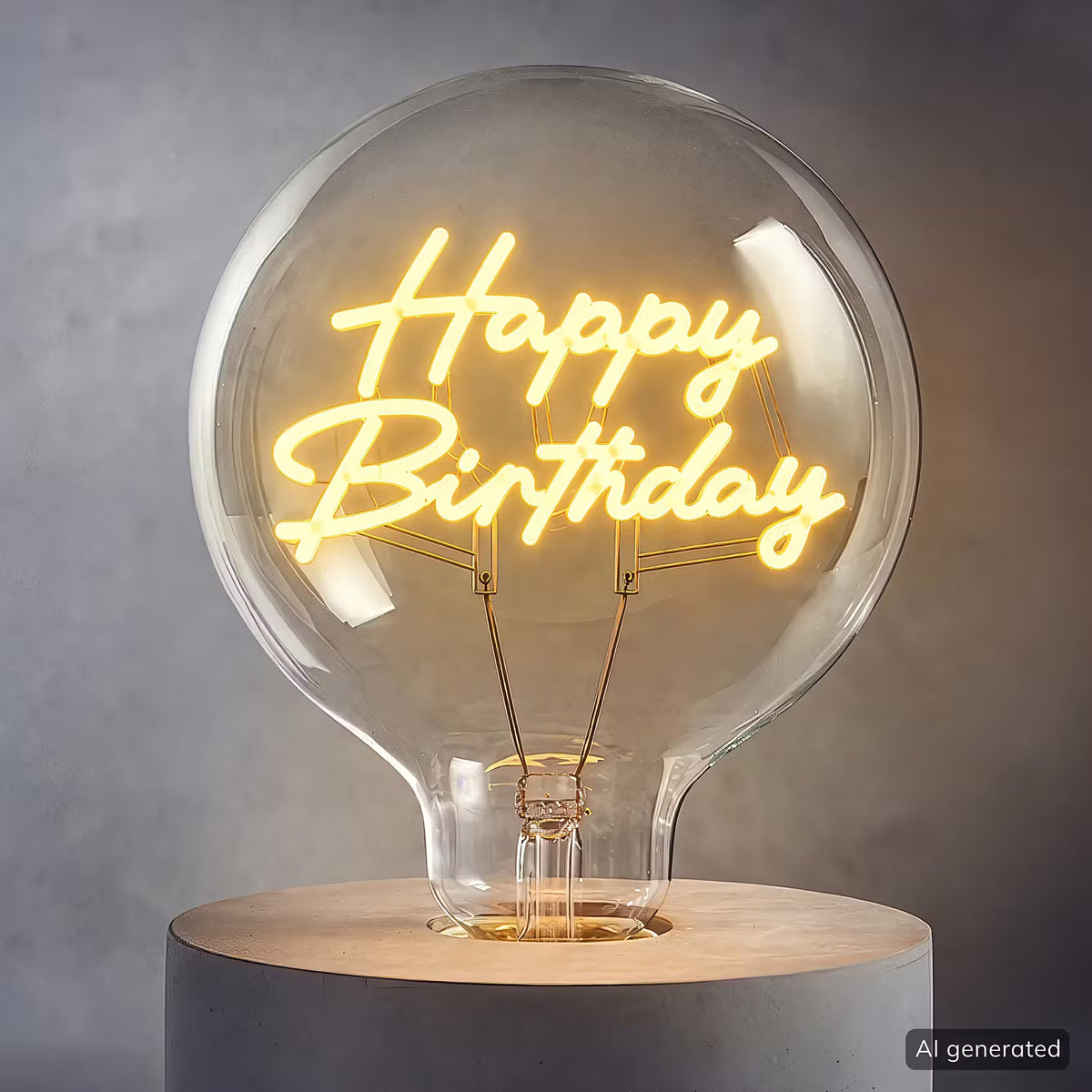 BRIGHT LIGHT LED - Glühlampe Happy Birthday - Klarglas - Gelb