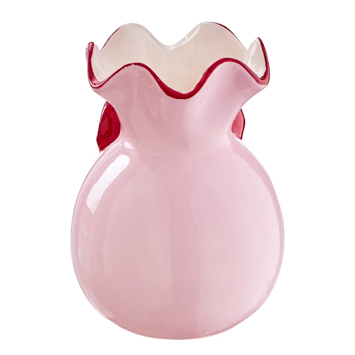 PRESENT Vase Schleife - Steingut - Pink - Höhe: 13 cm