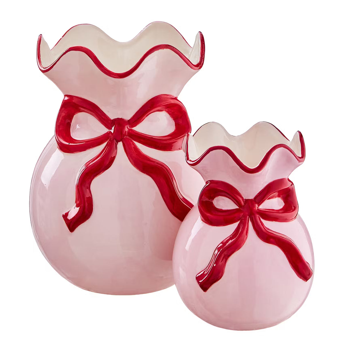 PRESENT Vase Schleife - Steingut - Pink - Höhe: 18 cm