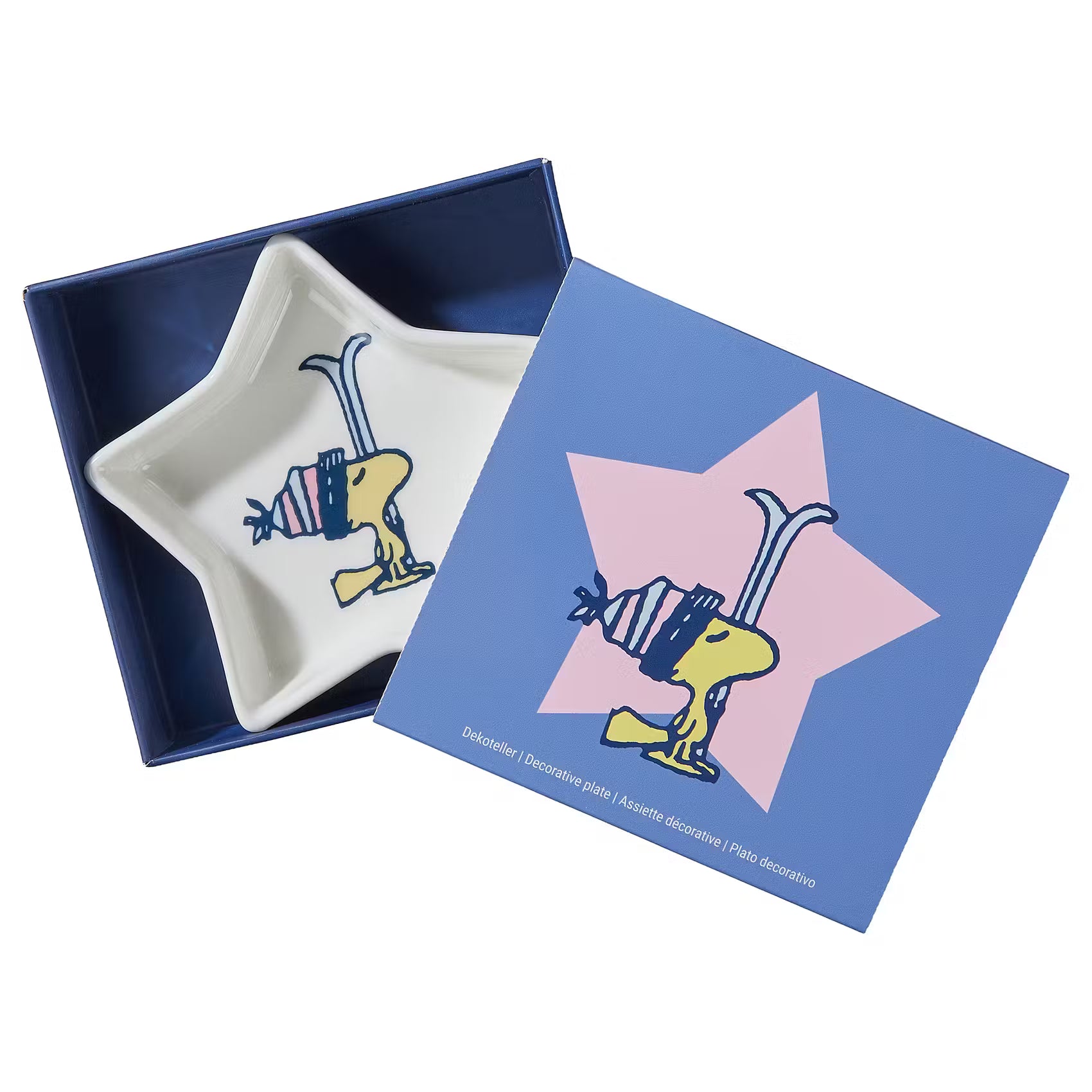 PEANUTS Schmuckteller Stern Woodstock Ski - New Bone China - Weiß