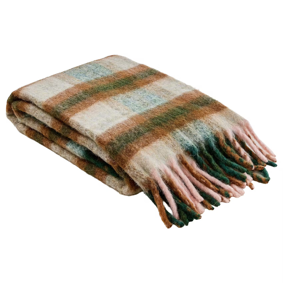 MOUNTAIN LODGE Decke Mohair - Polyester/Polyamid/Wolle - Beige/Rot/Grün