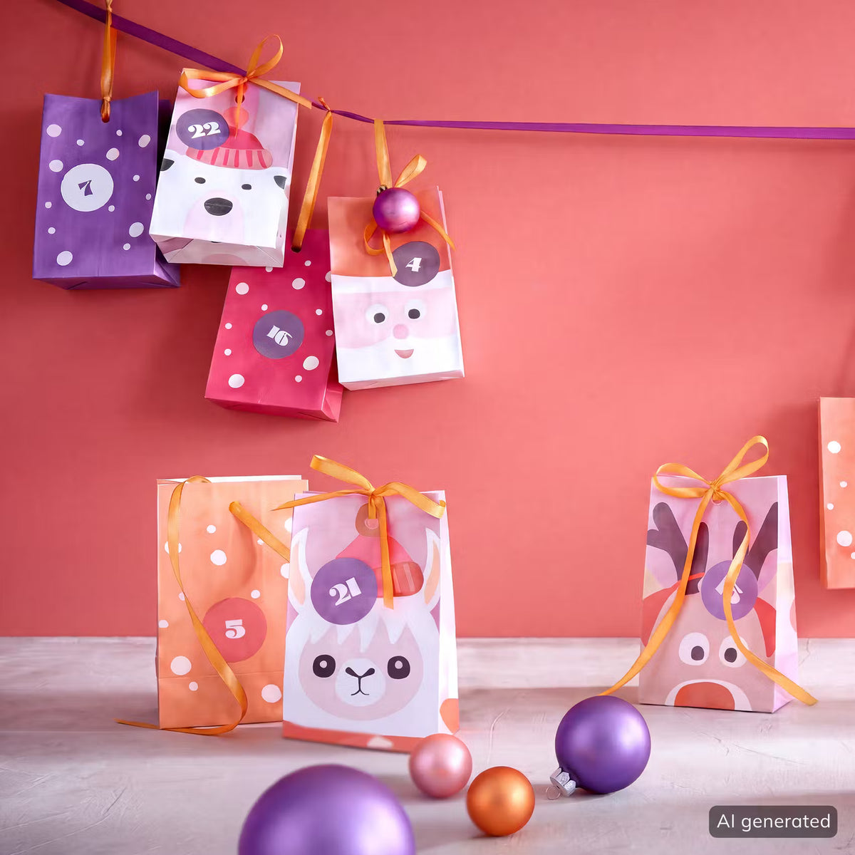 SURPRISE Adventskalender-Set Weihnachtstiere - Papier - Bunt