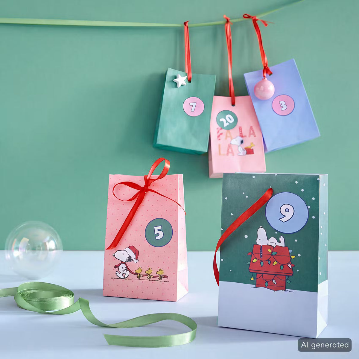 PEANUTS Adventskalender-Set - Papier - Bunt