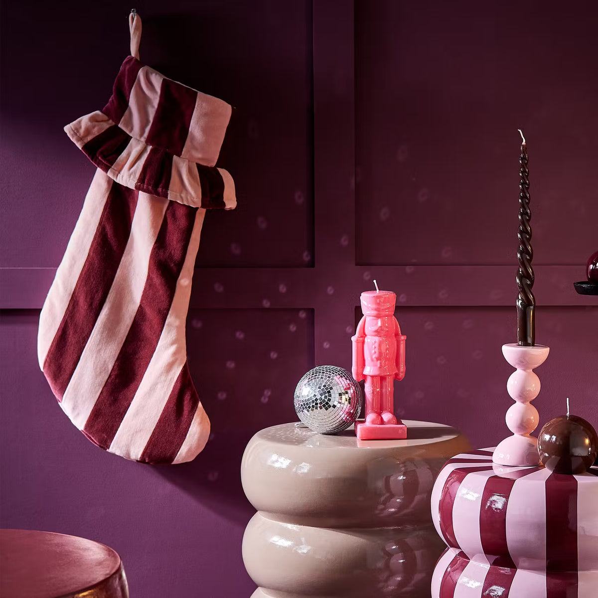 XMAS Weihnachtsstrumpf - Baumwolle/Polyester - Rot/Pink