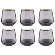 TOUCH OF GOLD Trinkglas 6er-Set - Klarglas - Grau