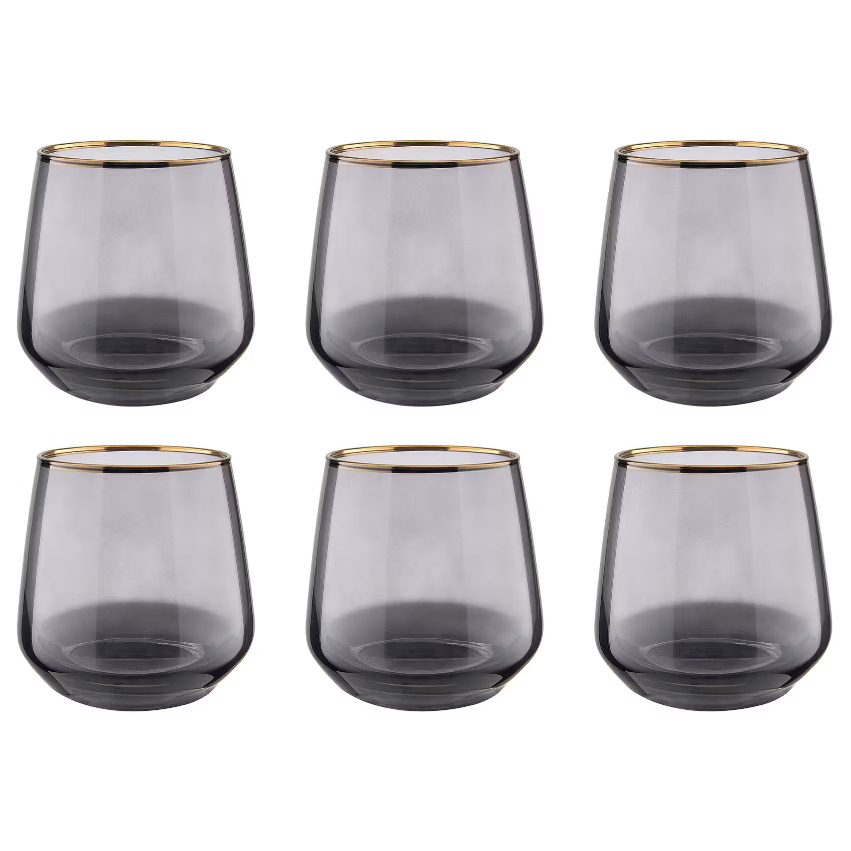 TOUCH OF GOLD Trinkglas 6er-Set - Klarglas - Grau