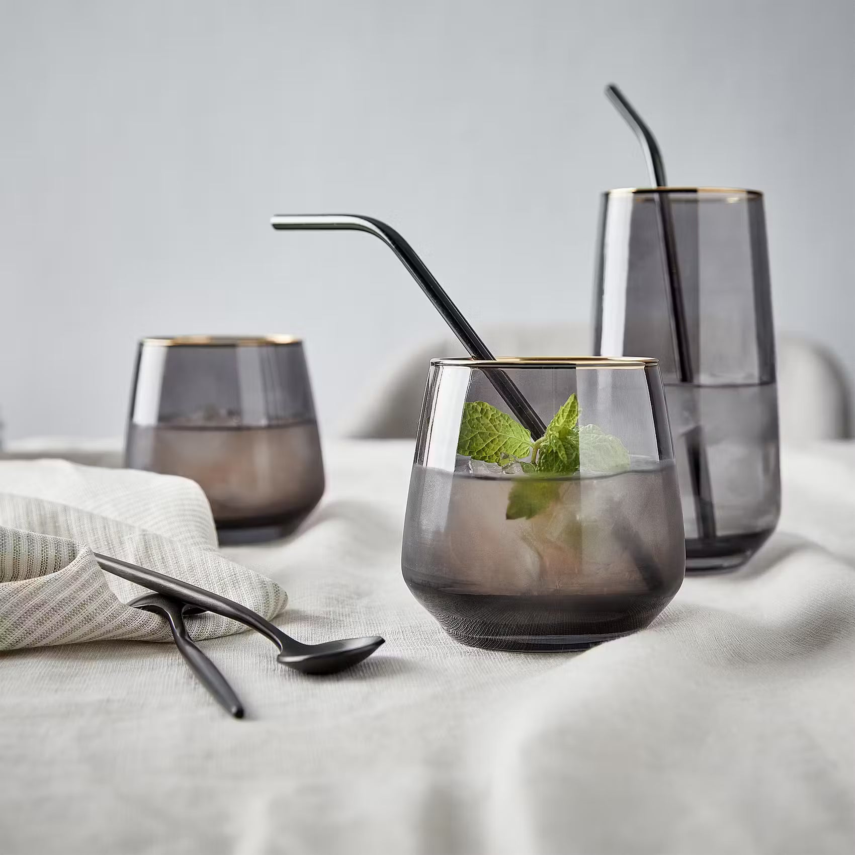 TOUCH OF GOLD Trinkglas 6er-Set - Klarglas - Grau
