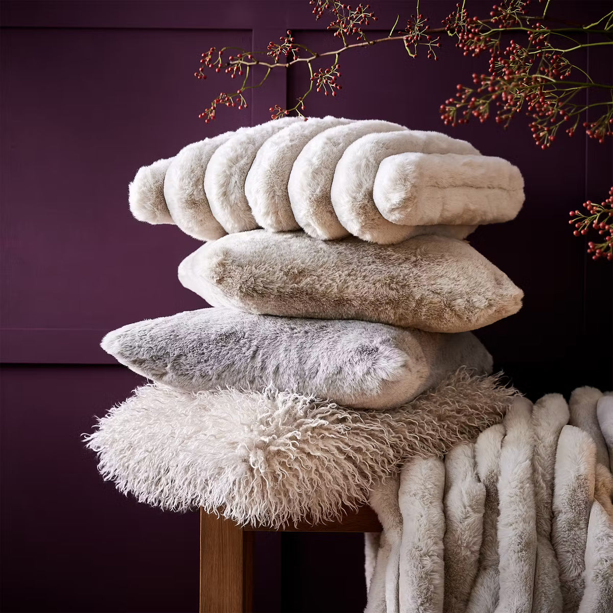 TIBET Kissen - Polyester - Creme
